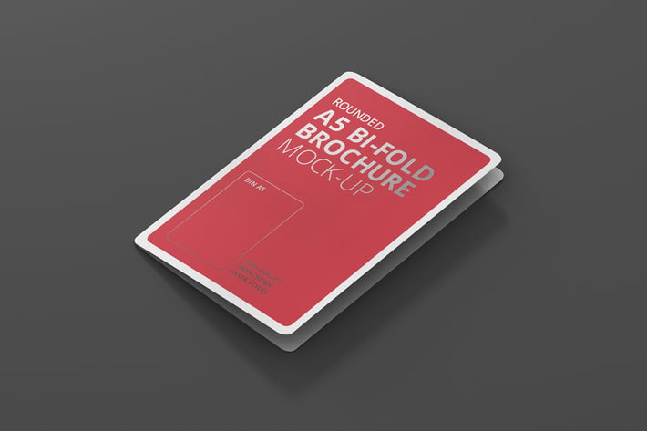 A5 Bi-Fold Brochure Mock-Up - Round Corner