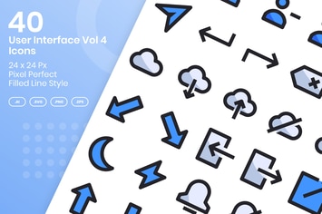 40 User Interface Vol 4 Icons Set - Filled Line
