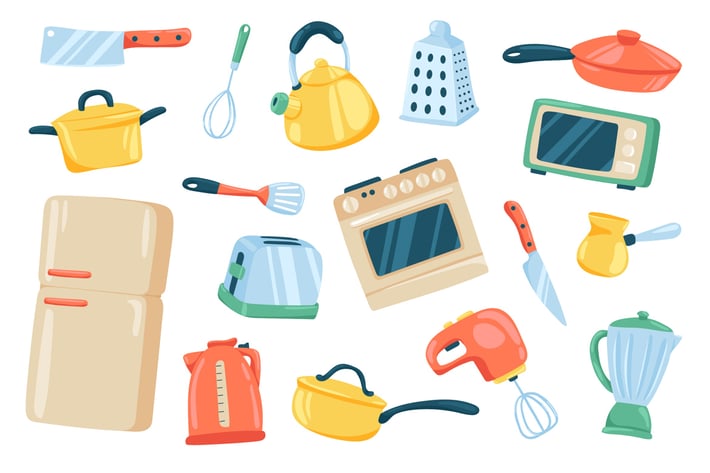 Kitchen Utensil Isolated Elements Set
