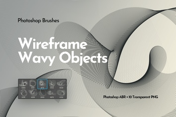 Wireframe Wavy Objects Photoshop Brushes