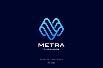 Abstract Letter Line Art Style Logo Template