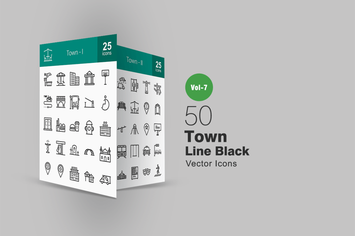50 Town Line Icons