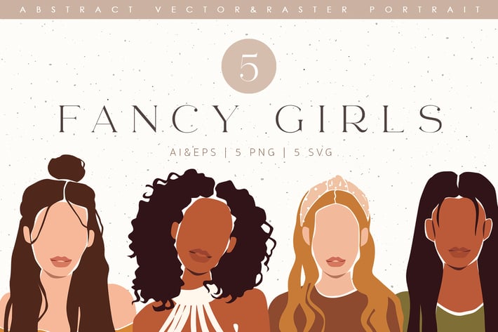 Abstract Women Faceless Portrait Clip Art