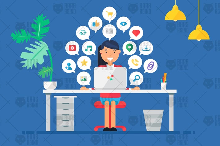 Online Business Workspace With Woman