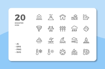 20 Disaster Icons (Line)