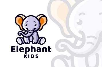 Elephant Kids Logo Template