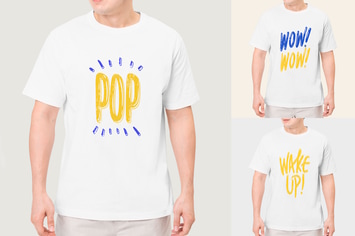 Man wearing white t-shirt mockup design