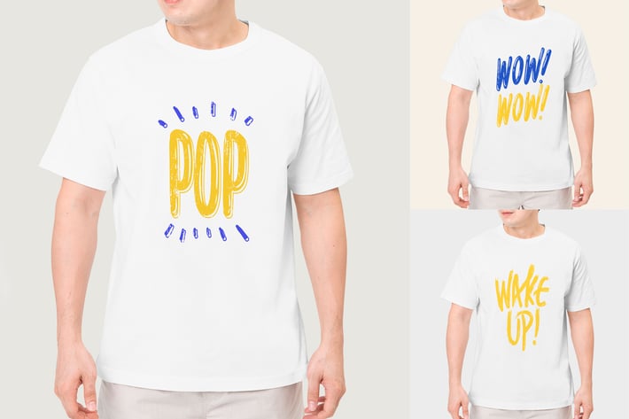 Man wearing white t-shirt mockup design