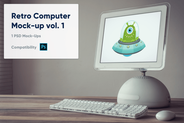 1 Retro Computer Mockup vol. 1