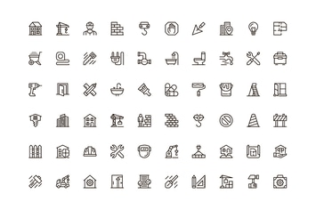 Construction Unique Web Line Icons Pack