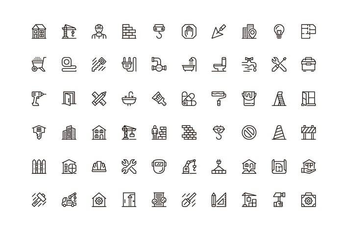 Construction Unique Web Line Icons Pack