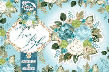 Watercolor True Blue design
