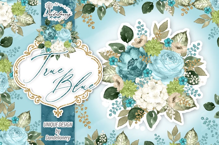 Watercolor True Blue design