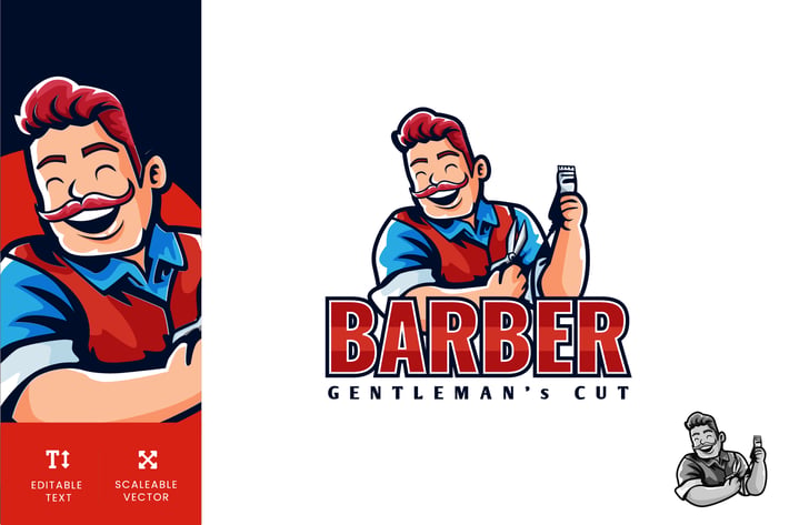 Barber Gentleman Cut Logo Illustration Vector