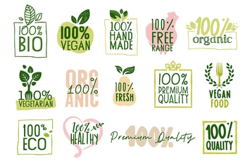 Organic Food Labels and Badges Collection