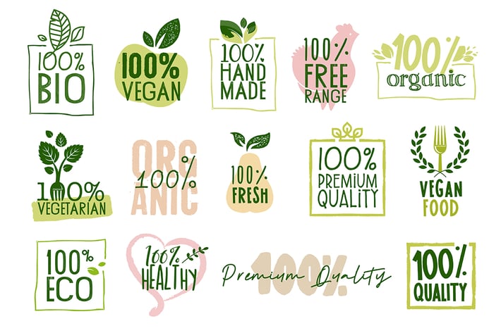 Organic Food Labels and Badges Collection