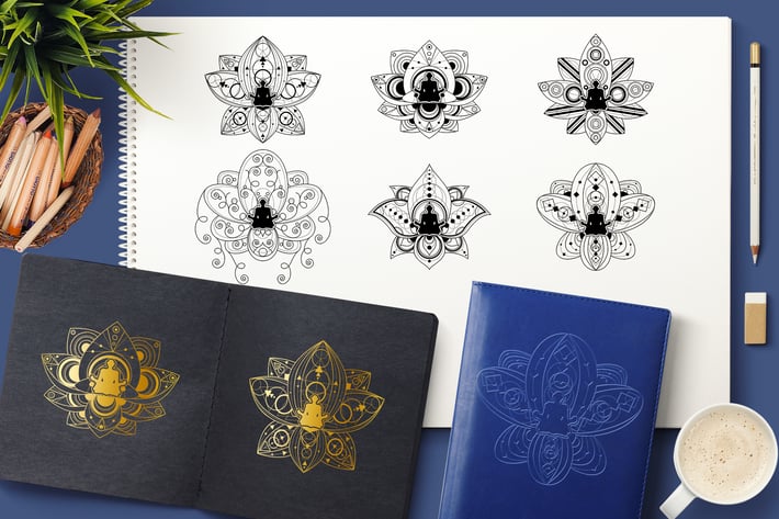 Yoga In Lotus Clipart Set