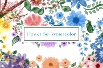 12 Flower Set Watercolor 