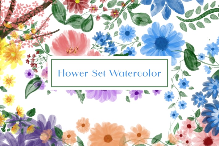 12 Flower Set Watercolor 