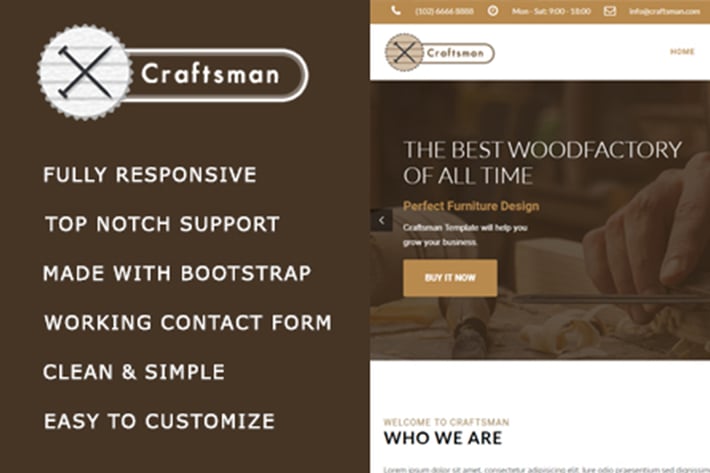 Craftsman - Carpentry/Woodwork HTML Template