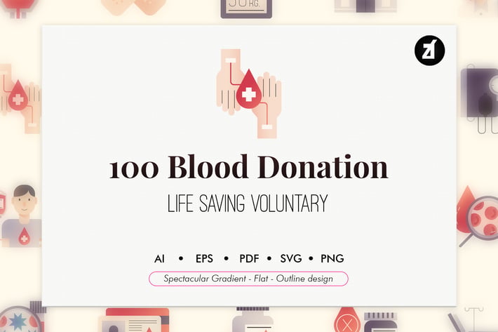 100 Blood donation elements