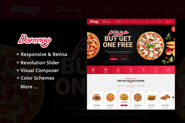  Domnoo - Pizza & Restaurant WordPress Theme 