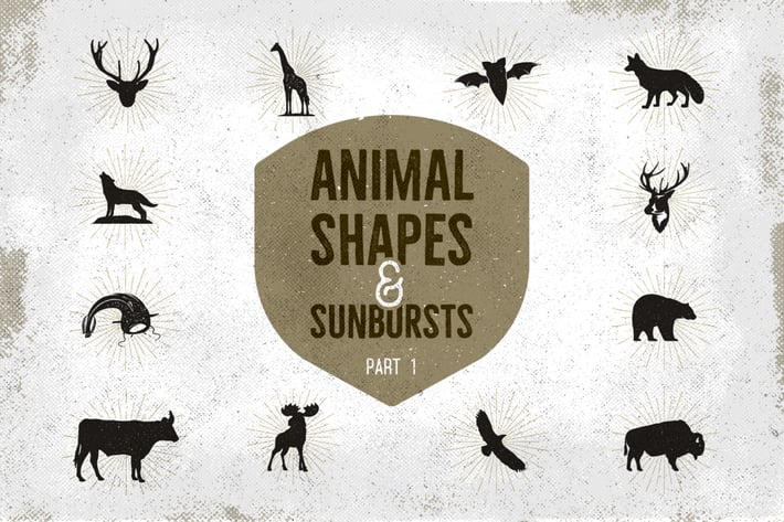 Vintage Animal Shapes & Sunbursts. Part 1