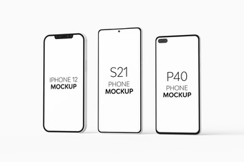 P40 Phone S21 Phone & iPhone 12 Mockup