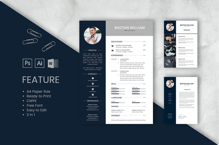 Professional CV And Resume Template Bastian
