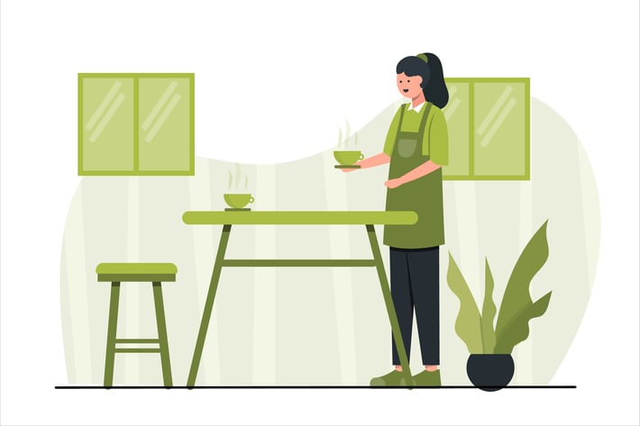 Coffee Shop Concept Flat Design Illustration