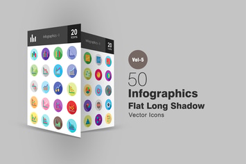 40 Infographics Flat Shadowed Icons