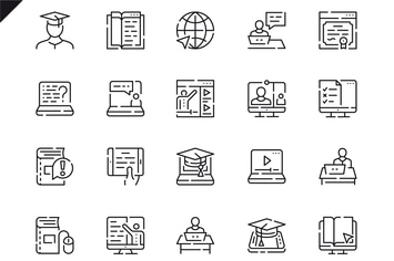 Simple Set Online Education Line Icons