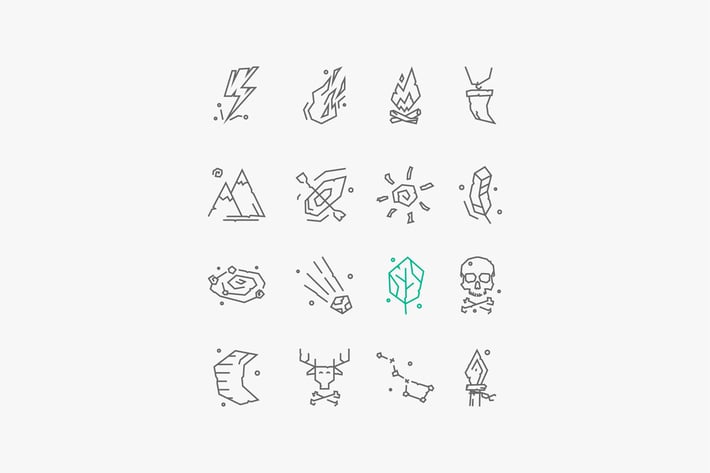 set of vector icons of ancient life