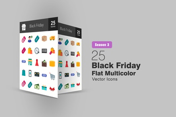 25 Black Friday Flat Multicolor Icons