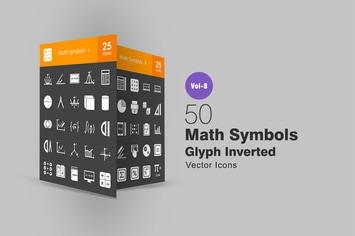 50 Math Symbols Glyph Inverted Icons