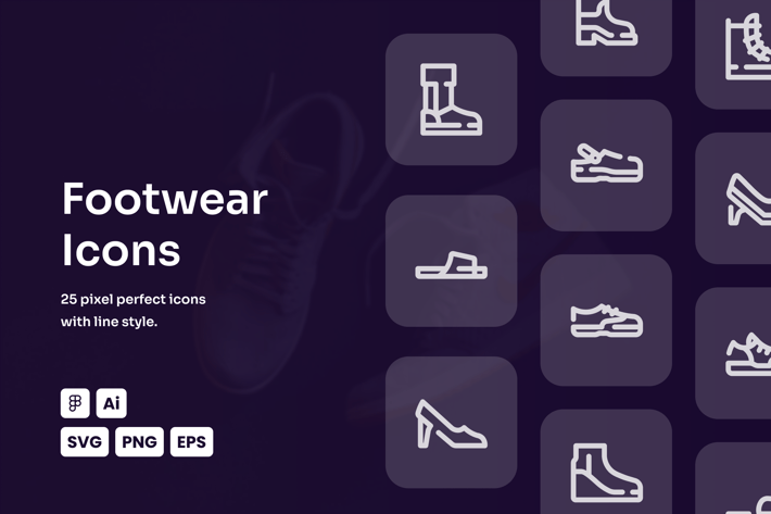 Footwear Dashed Line Icons