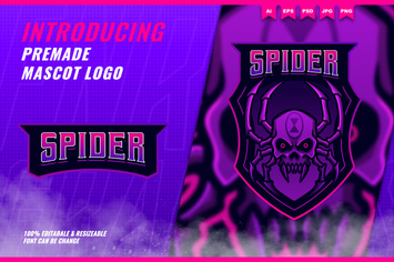 Black Widow Spider Skull - Mascot Esport Logo Temp