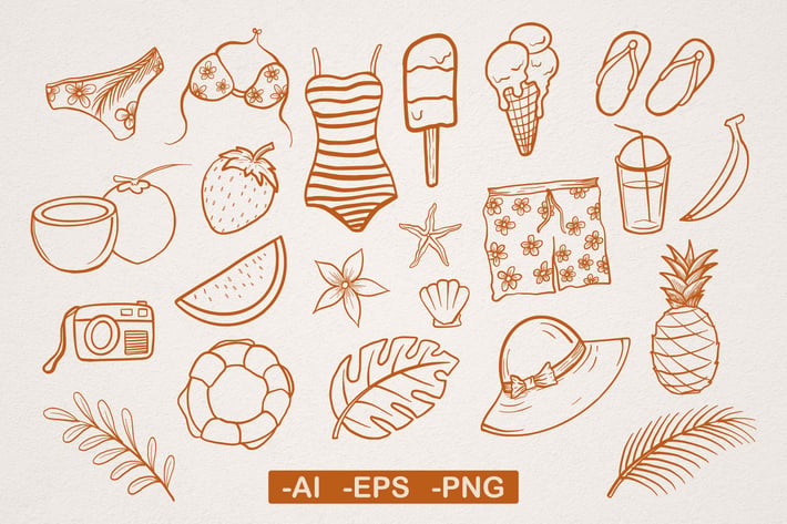 Tropical Summer Vibes Hand drawn Illustration