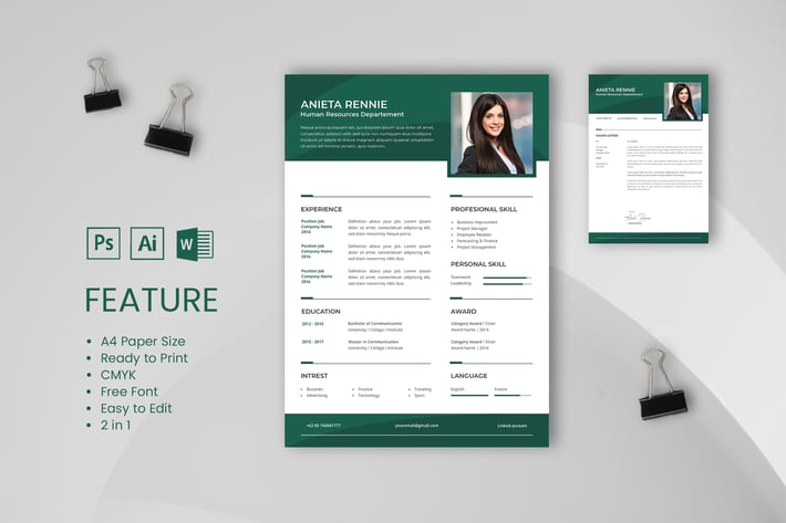 Professional CV And Resume Template Rennie