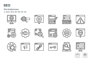SEO thin outline icons