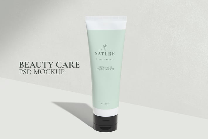 Green beauty care tube mockup