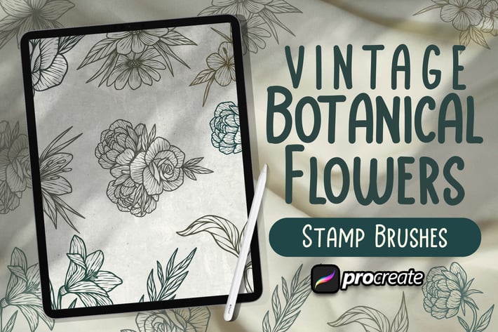 Vintage Botanical Flowers Brush Stamp