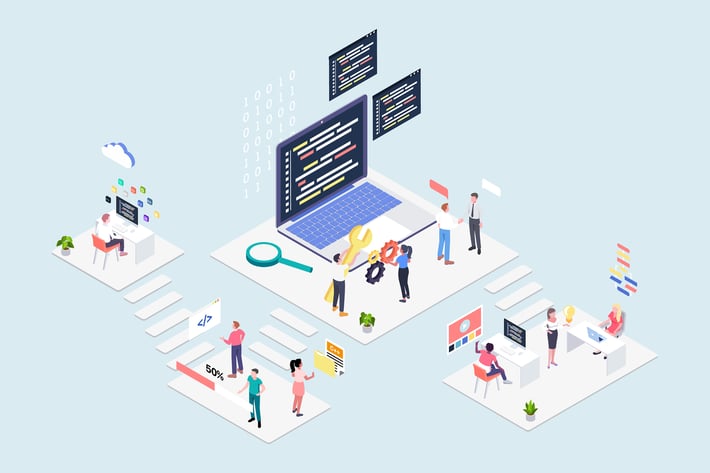Programming Company Concept Isometric Illustration