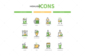 Drinks - Modern Line Design Style Icons Set