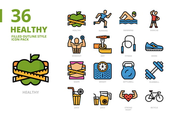 Healthy Filled Outline Style Icon Set