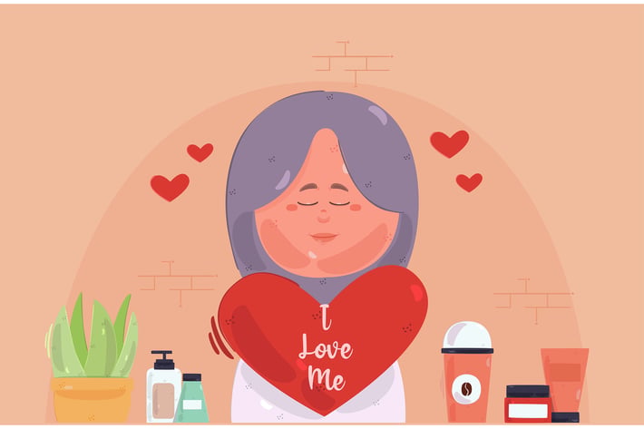 Self Care with Islamic Girl Character Illustration