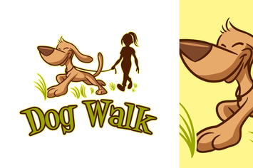 Cartoon Dog Walking Logo