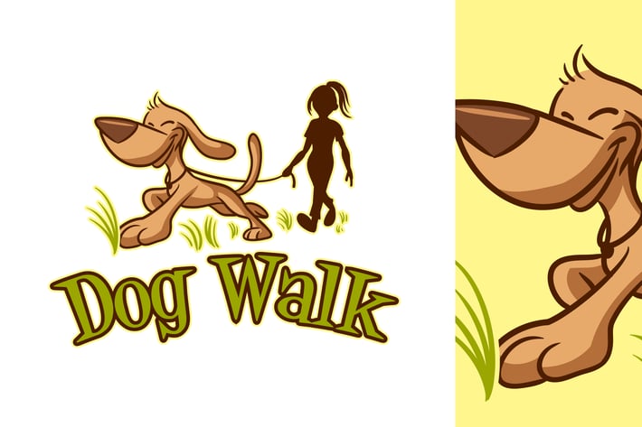 Cartoon Dog Walking Logo