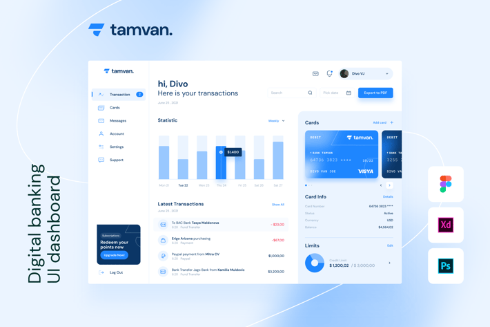 Tamvan - Digital banking dashboard