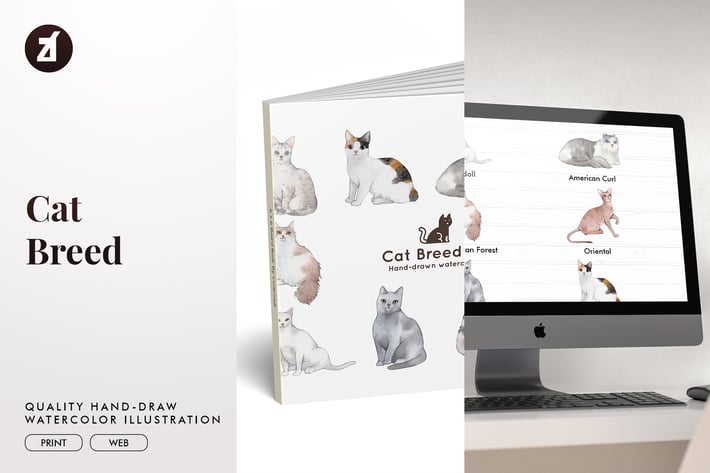 Cat Breed hand-drawn illustration